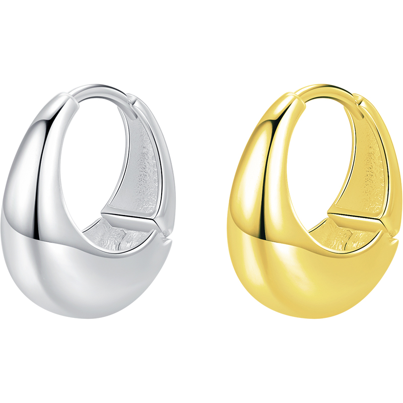 MODIAN摩典S925纯银极简光面水滴耳扣女小众设计欧美复古ins耳饰