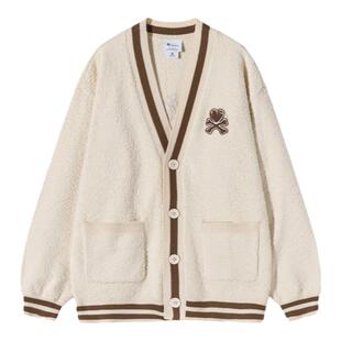 tokidoki潮牌撞色门襟毛织开衫2024新款字母外套排扣宽松休闲时尚