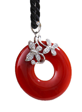 纯银镶玛瑙独特风项链吊坠