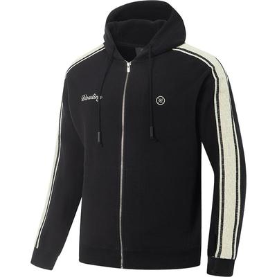 李宁宽松连帽男刺绣开衫连帽卫衣