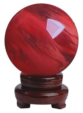 天然红色水晶球客厅招财