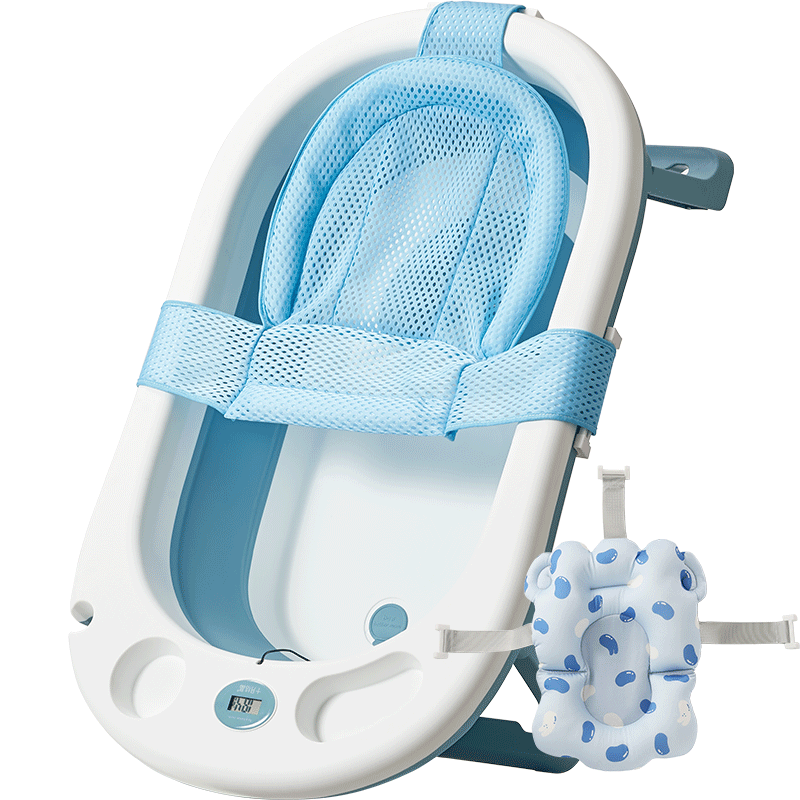 十月结晶折叠宝宝浴盆婴儿洗澡盆家用可坐大号新生儿童沐浴桶