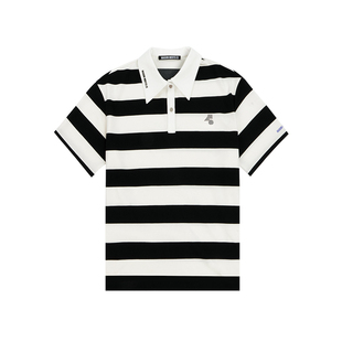 七夕节礼物Maison Misfit15昼夜黑白条纹短袖T恤春夏男女潮polo衫