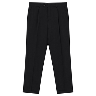 JDV男装春秋新品商场同款黑色男士西裤直筒裤子翻边长裤WPF4016