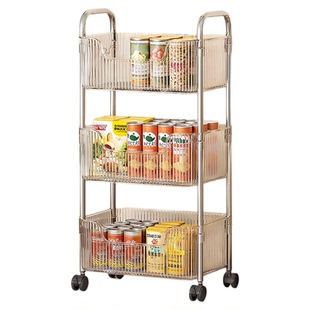 亚克力零食置物架落地可移动小推车宿舍客厅收纳柜子分层储物架子