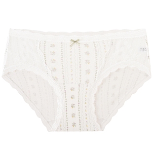 3件129|商场同款MYBODY清新印花棉感包臀抗菌纯棉底裆蕾丝内裤女