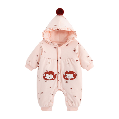 女宝宝冬季连体衣夹棉保暖外出服