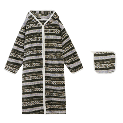 馨帮帮复古提花连帽睡袍加厚冬