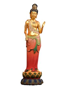 戴玉堂陶瓷摆件《极彩金身大势至菩萨像》林建平佛像客厅装饰艺术