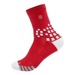 乔丹专业跑步运动袜男2025冬季新款毛巾底袜子长筒袜红色马拉松袜