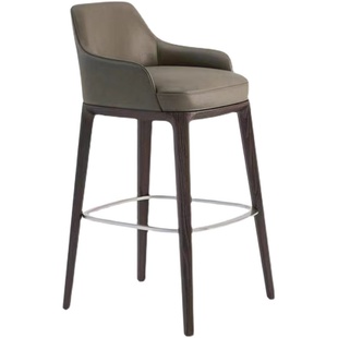 北欧实木吧椅现代简约时尚美式创意酒吧高脚凳家用吧台椅前台吧椅