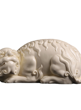 东方泥土陶瓷瑞兽摆件《青狮》