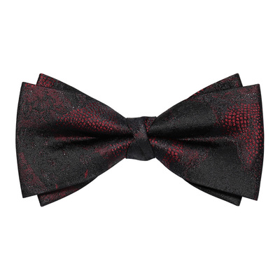 真丝桑蚕丝暗红色花纹领结男士结婚婚礼商务正装蝴蝶结主持人配饰