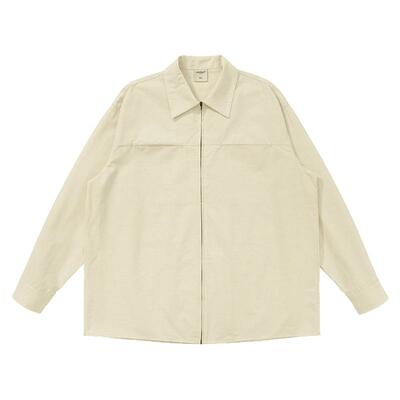 纯色小众肌理感翻领外套拉链衬衫