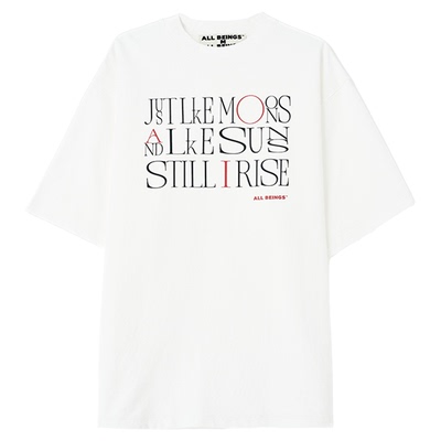 ALL BEINGS25SS夏季新款字体矩阵白色大廓形宽松圆领T恤女