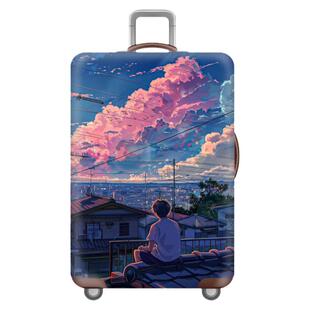 行李箱保护套拉杆箱防尘罩袋28/32寸猫咪油画加厚耐磨弹力箱套