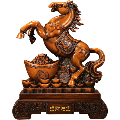上善若水 招财进宝骏马摆件 元宝生肖马工艺品办公室桌面装饰0301