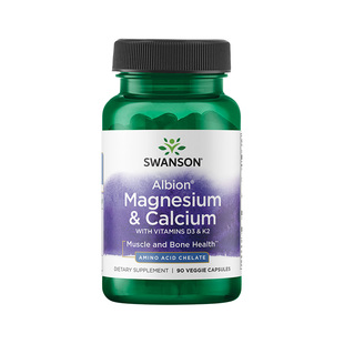 Swanson斯旺森维生素D3K2镁三合一+钙胶囊90粒 MK7成人vd甘氨酸镁