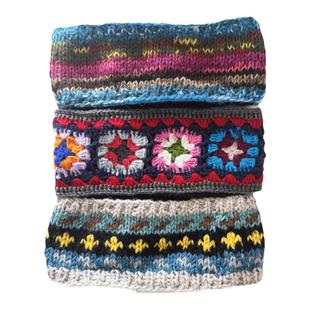 尼泊尔手工羊毛民族发带加绒保暖旅游彩色束发带发箍防寒手套孤品