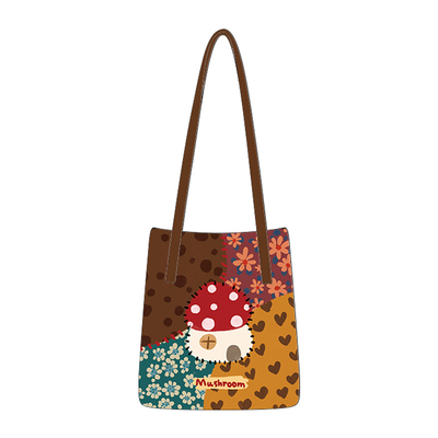 尼睿蘑菇花园复古文艺托特包