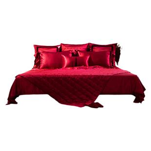 MANITO/曼尼陀Glowing红色真丝四件套婚礼新娘桑蚕丝床品多件套