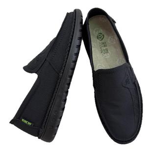 老北京春秋透气时尚休闲宽版软底防滑工作套脚一脚蹬软底男黑布鞋