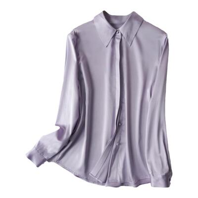 长袖缎面短袖丝绸桑蚕丝职场宽松