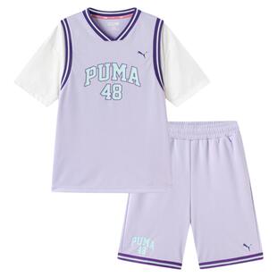 PUMA彪马女童套装夏季中大童运动短袖速干T恤时尚潮酷学生篮球衣t