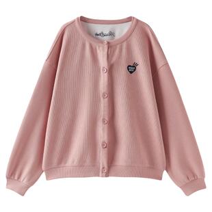 女大童韩版开衫2024春秋装新款青少年圆领小鸡黄爱心刺绣上衣外套