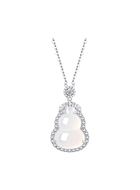 伊灿轻奢粉色锆石葫芦吊坠项链女