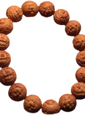 雕刻财弥野生龙纹桃核手链送礼