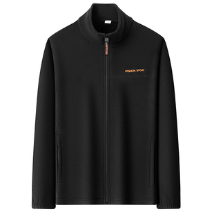 啄木鸟男士夹克秋冬款休闲中年男加绒加厚保暖立领外套抓绒卫衣男