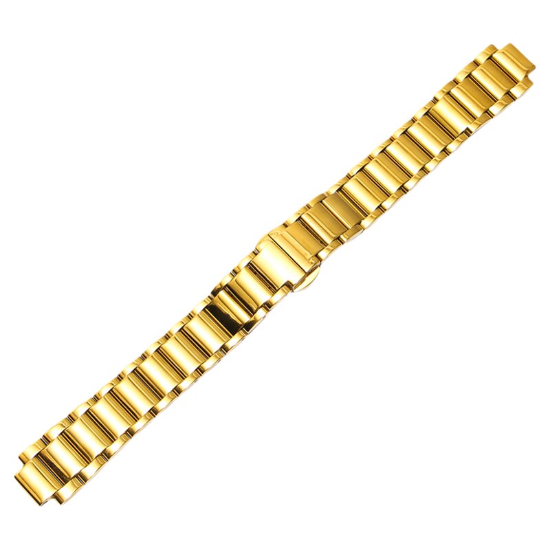 精钢手表带女适配飞亚达心弦LA8402卡西欧罗西尼凸口表链16*10mm