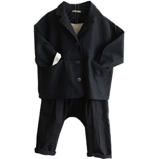 韩国原装进口春秋男女童舒适哈伦大PP萝卜裤休闲松垮工装长袖外套