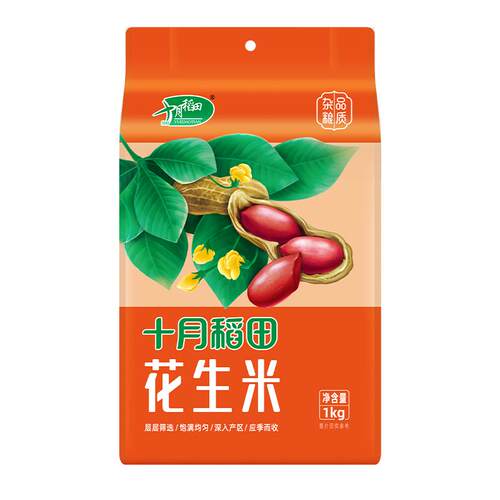 十月稻田红皮花生米红衣花生仁五谷杂粮干花生米真空装