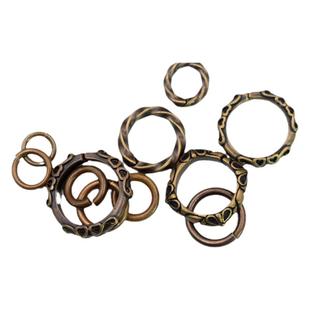 纯铜黄铜实心开口铜环钥匙圈环扣唐草圈扭纹手工皮具DIY挂件配件