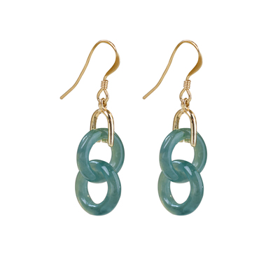 翡翠环环相扣生日礼物耳环