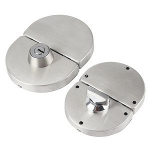 有框玻璃门锁铝合金不锈钢包边木门单门双开门推拉移门中央锁钩锁