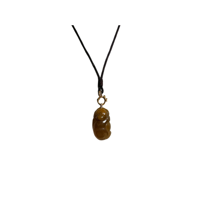 【punch小猴】天然俏色黄兔毛生肖猴水晶吊坠小猴子锁骨链精致