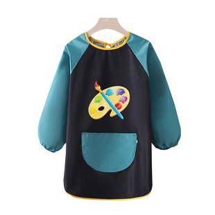 中大童柔软防水长款罩衣幼儿园定制印字围裙反穿衣画室美术画画衣