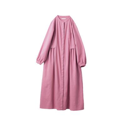 粉色衬衫长裙宽松百搭连衣裙