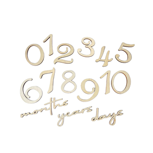 ins木质英文months days12个月百天满月周岁宝宝成长记录拍照道具