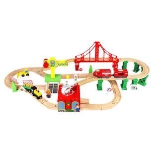 EDWONE火车轨道玩具木制电动铁路百变木质轨道车玩具益智拼装积木