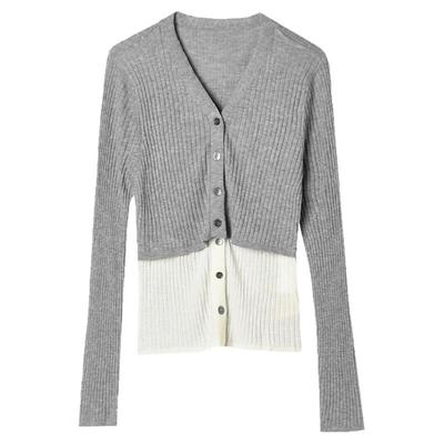 开衫上衣假两件修身毛衣