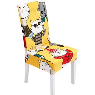 2025弹力通用万能餐桌椅子套罩四季坐垫靠背卡通可爱家用座皮板凳