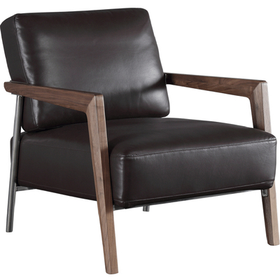 欣雅图北美黑胡桃木真皮沙发椅