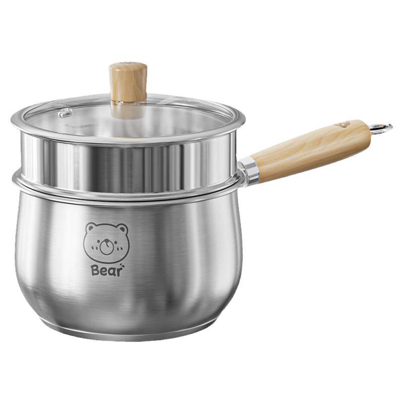 双枪316L不锈钢加厚奶锅宝宝辅食锅婴儿煎煮一体一人食小汤锅