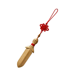 室内床头睚眦桃木剑大门口挂件红色中国结中号桃木剑室内挂饰品