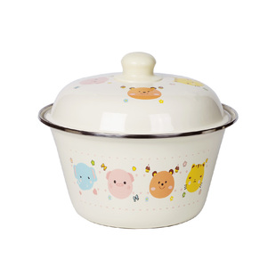 猪油罐家用带盖搪瓷盆加厚和面盆食品级荤油罐大容量厨房饺子馅盆