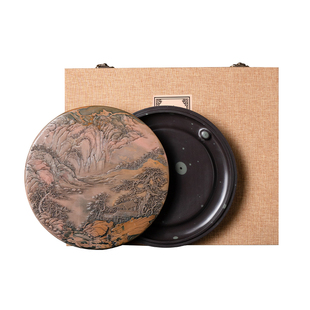 善琏湖笔 山涧晨曦 孤品砚台原石大师手工雕刻砚苴却砚书法专用高档文房四宝用品歙砚端砚摆件收藏爱好礼物